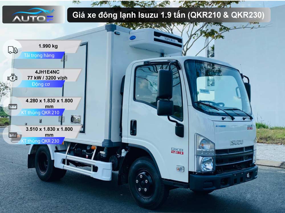 Xe tải đông lạnh Isuzu 1.9 tấn: QKR 210 và QKR 230